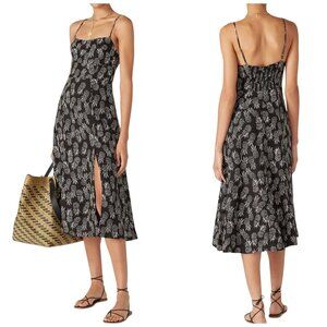 ASTR The Label Keilani Linen Blend Pineapple Midi Dress XS Black